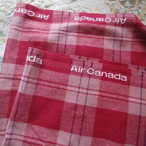 Air Canada Plaid Tartan Throw Blanket 40" x 70" Business First Class Wool or Ble
